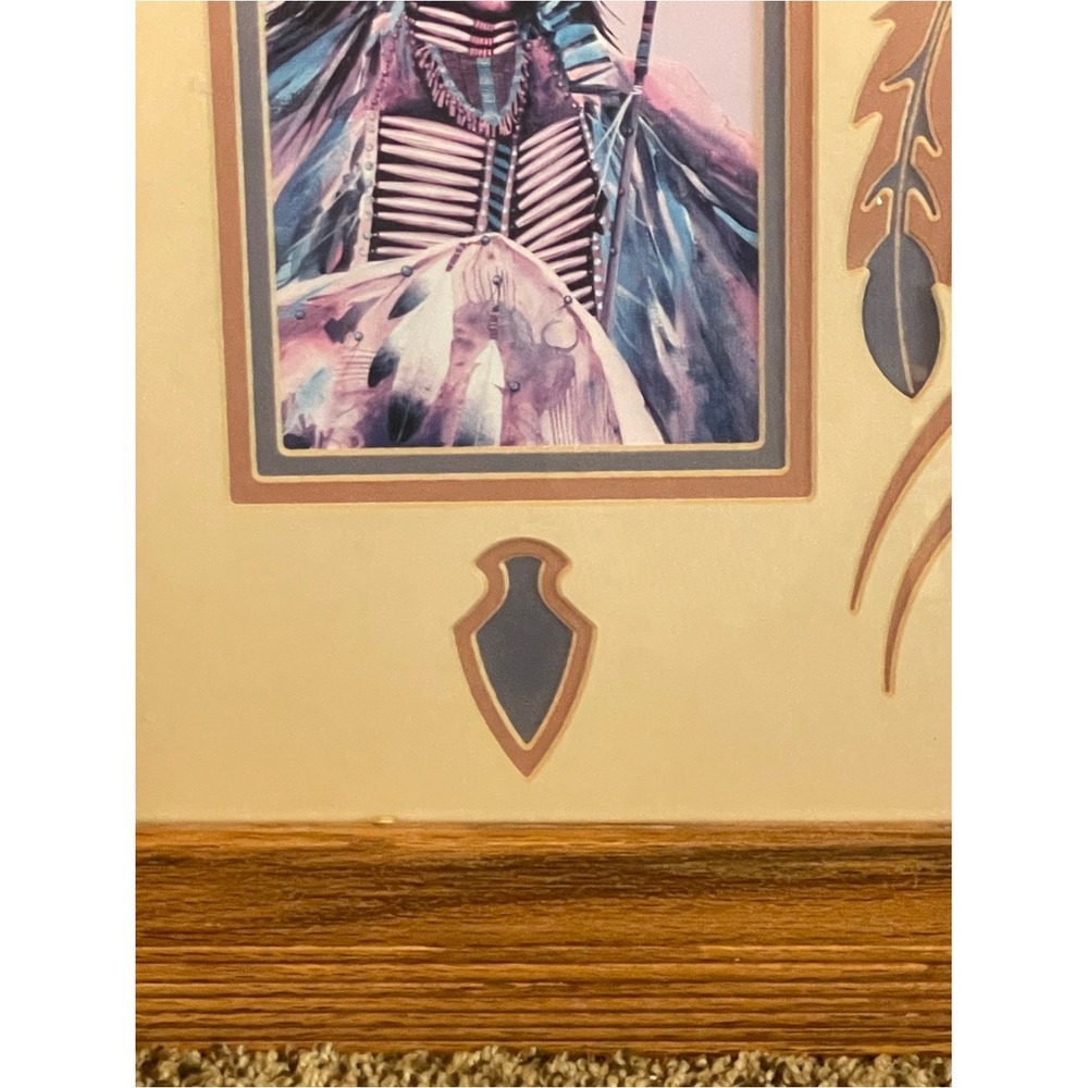 Native American Inspired Framed Art Print in Oak Frame Matted - Picture 4 of 7